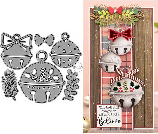 DzIxY Christmas Bell Leaves Metal Cutting Dies for Card Making Kit Embossing Paper Die Cuts Set Scrapbook Stencils Supplies Machine Templates