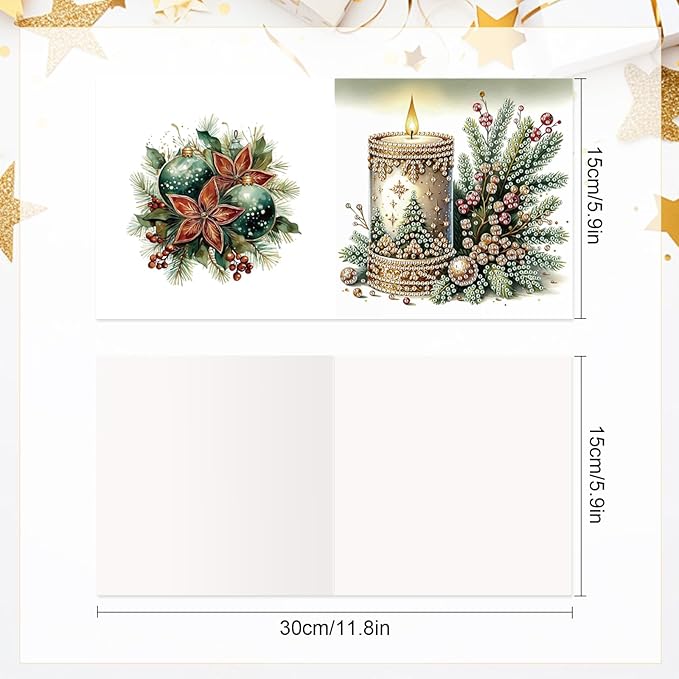 Diamond Painting Greeting Card Kit, Special Shaped Diamonds Painting, DIY Handcraft for Relatives and Friends with Wishes,Unique Design Crafting for Birthday or Holiday Cards