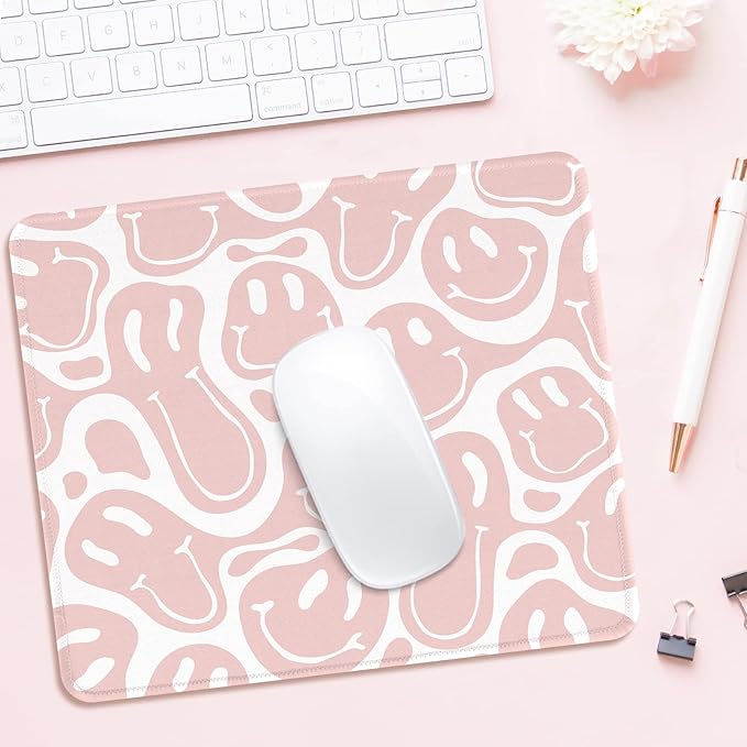 Seorsok Square Mouse Pad Cute Retro Smiley Hippie,Office Home Personalized Premium-Textured Mouse Mat Design,Waterproof Mousepad,Non-Slip Rubber Base Computer Mouse Pads for Wireless Mouse