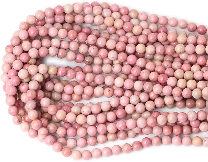 60PCS 6mm Natural Rhodochrosite Gemstone Smooth Round Loose Beads for Jewelry Making DIY Findings 1 Strand 15"