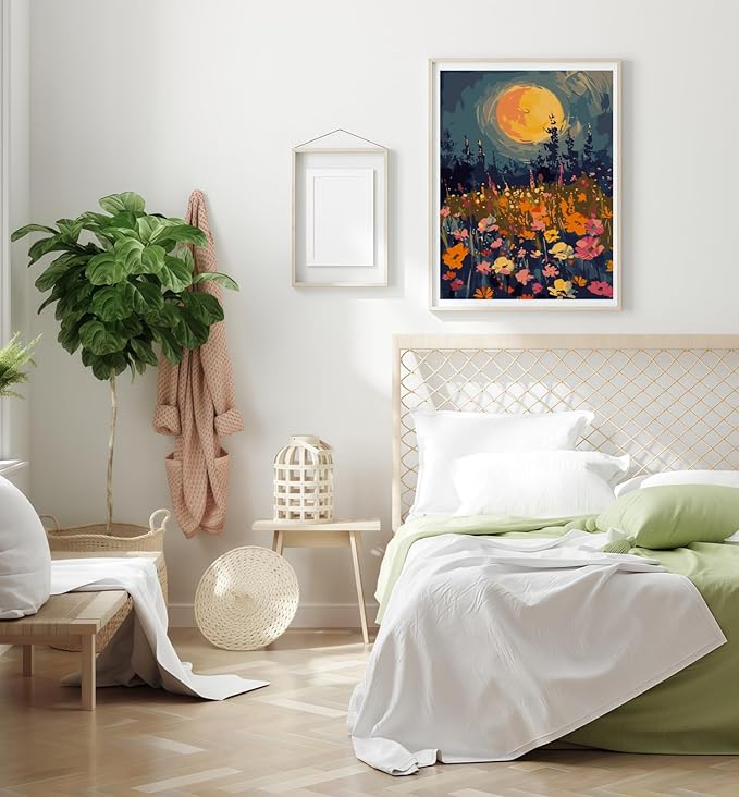 CSZPPQAF Flowers Paint by Numbers for Adults Beginner, Wildflowers Paint by Number Kits on Canvas, DIY Acrylic Oil Painting by Numbers for Home Wall Decor 12X16inch