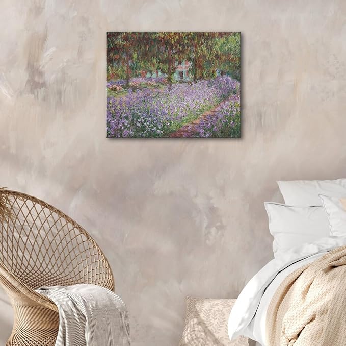 weiyiart Irises in Monet's Garden Canvas Wall Art,1900 by Claude Monet Painting Impressionism Art Print Picture Artwork for Living Room Bedroom Home Kitchen Decorations