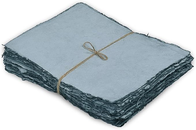 LEATHER VILLAGE Watercolor Paper- 7 X 10 inches - 20 Sheets Watercolor Paper for Drawing, Sketching, Painting & Crafts - 150 GSM Thick Deckle Edge Virgin Cotton Handmade Paper - Grey