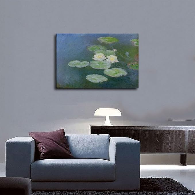 CFIOZYOS 40+ Monet Famous Print Posters Water Lilies, Evening Effect by Claude Monet Impressionism Poster for Teen Boys Room Wall Art Canvas Painting Print Unframe 16×24inch(40×60cm)