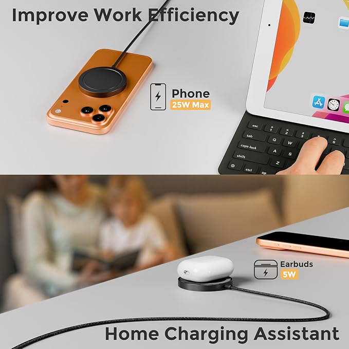 25W Magnetic Wireless Charging Pad: Qi2.2 Qi2 MagSafe Fast Charger for Google Pixel 10 iPhone 17 16 Pro Max 16e 15 14 13 12 AirPods & Samsung Galaxy Series Gift Ideal for Desk & Travel (Black, 2Pack)