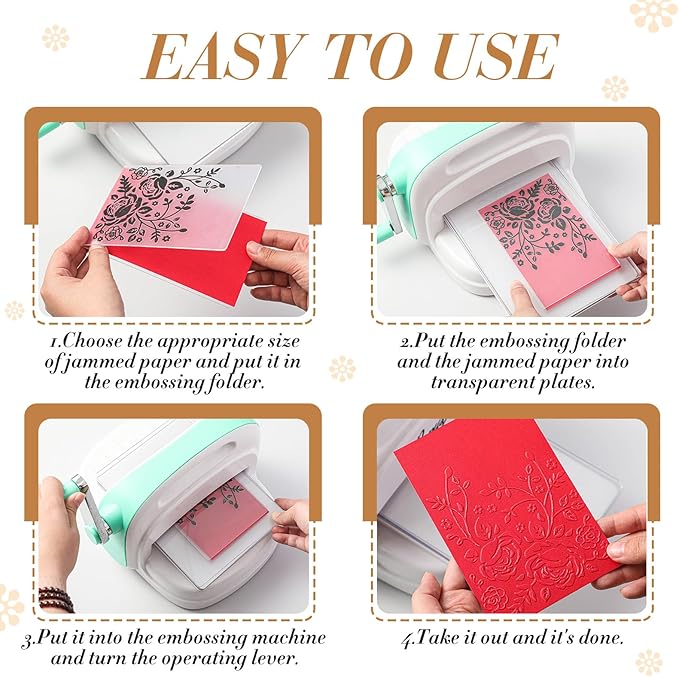 Geiserailie 8 Pcs Embossing Folders Embossing Machine Template Paper Card Folders for Christmas Card Making DIY Flower Scrapbook Photo Album Craft Decoration 5.9 x 4.1 Inch (Natural Style)