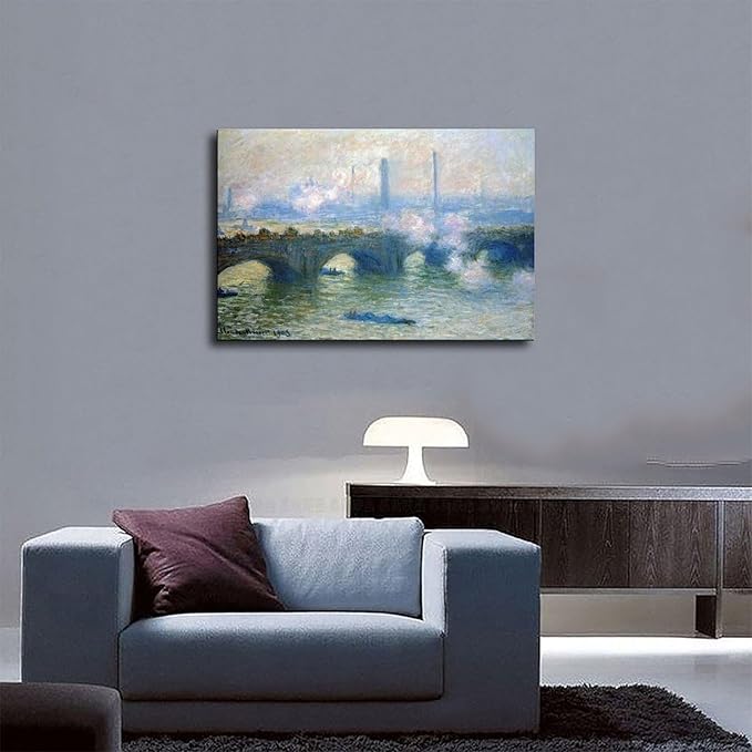 CFIOZYOS 40+ Monet Famous Print Posters Waterloo Bridge, London by Claude Monet Impressionism Poster for Teen Boys Room Wall Art Canvas Painting Print Unframe 20×30inch(50×75cm)