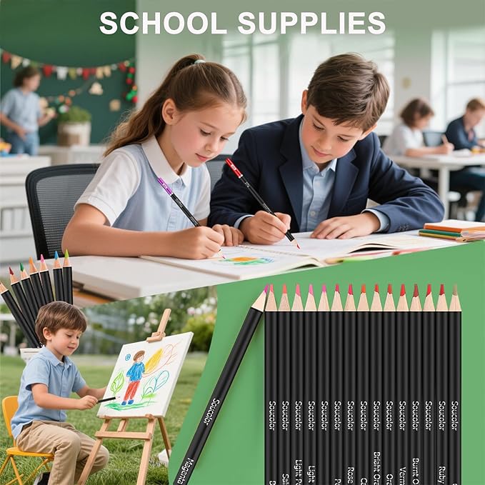 Soucolor 72-Color Colored Pencils for Adult Coloring Books, Back to School Supplies, Soft Core Artist Sketching Drawing Pencils Drawing Supplies, Art Supplies Kit for Adults Kids, Coloring Pencils Set