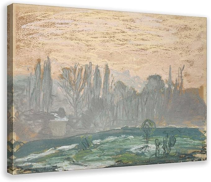 CFIOZYOS 40+ Monet Famous Print Posters Winter Landscape with Evening Sky by Claude Monet Impressionism Poster for Teen Boys Room Wall Art Canvas Painting Print Frame 24×36inch(60×90cm)