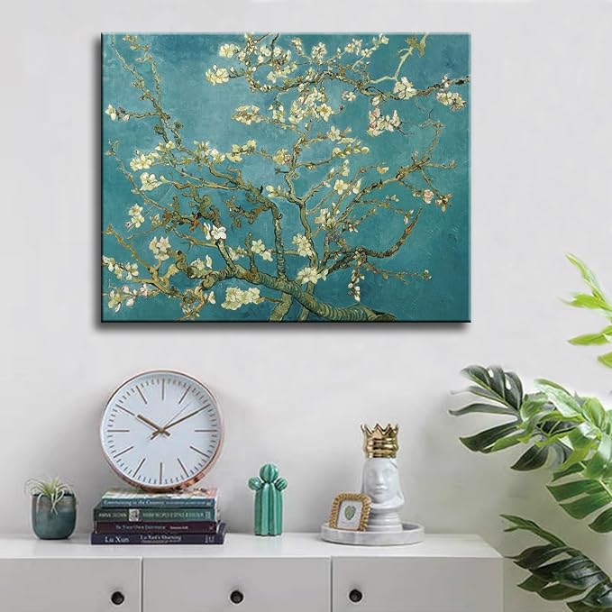 msspart Almond Blossom Tree by Vincent Van Gogh Oil Paintings Reproduction, Giclee Canvas Prints Wall Art for Bedroom Bathroom Home Decorations 12"x16"