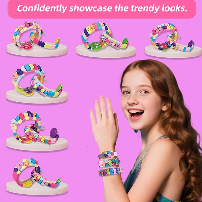 BOLVISEP Friendship Bracelet Making Kit for Girls, DIY Art & Crafts Kits for Kids, Rubber Band Bracelet Kit with Charm & Stickers, Birthday Gift for Ages 6, 7, 8, 9, 10, 11, 12 Years Old (308PCS)