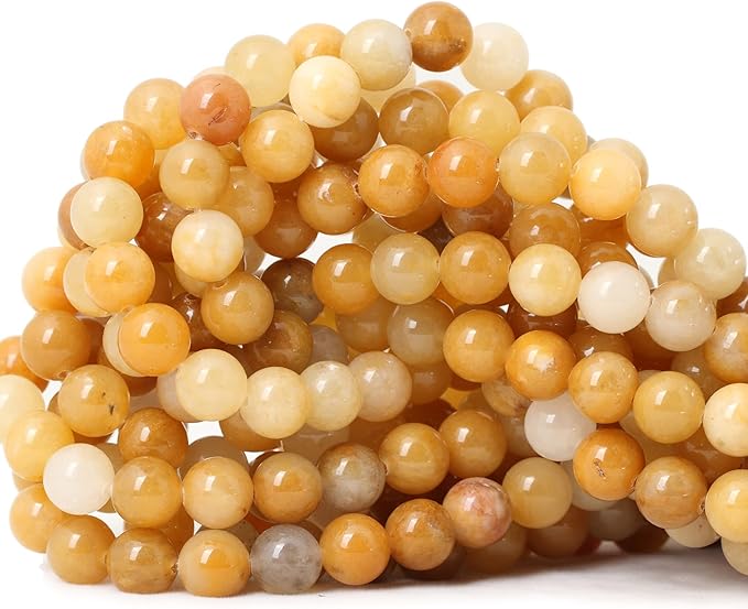 45PCS 8mm Natural Yellow Jade Multi-Color Gemstone Round Loose Beads for Jewelry Making DIY Handmade Materials 1 Strand 15"