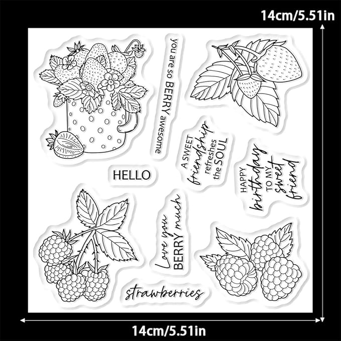 Strawberry Cup Stamps and Cutting Dies for Card Making DIY Transparent Silicone Clear Stamp and Metal Die Cuts Sets for Scrapbooking Paper Greeting Cards Decor Seals Craft Supplies