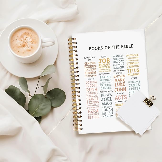 Books of the Bible Study Notebook, Prayer Journal Scripture Christian for Woman,Bible Journaling Notebook for Note Taking, A5 Spiral Prayer Journal 5.5x8.3