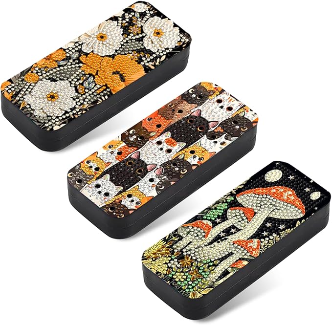 Leatrice 3pcs 5d Diamond Art Kits for Adults Small Diamond Painting Kit Gem Art Paint by Diamonds Dots Eyeglasses Case DIY for Beginner Women