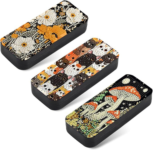 Leatrice 3pcs 5d Diamond Art Kits for Adults Small Diamond Painting Kit Gem Art Paint by Diamonds Dots Eyeglasses Case DIY for Beginner Women