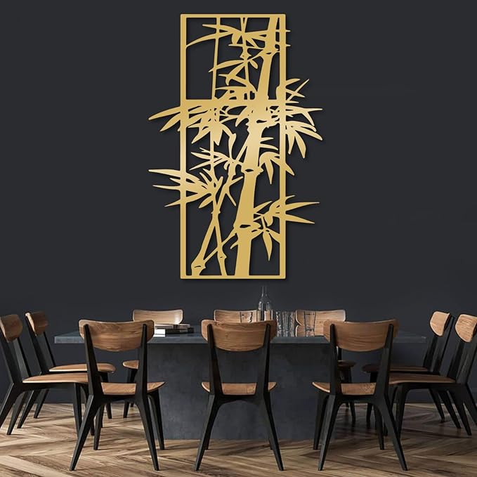 Metal Bamboo Wall Art, Bamboo Plants Decor, Vertical Modern Metal Wall Art, Nature Artwork, Chinese Decorations, House Warming Gifts New Home, Living Room Decor (Black, 30 x 20 in | 76 x 50cm)
