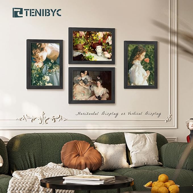 Picture Frame 4 Pack - Solid Wood Poster Photo Frame - Woodgrain Series - Room, Office, Gallery, Studio Display - Wall Hanging