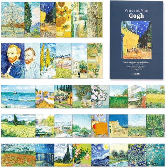Monolike Gogh Single cards - mix 36 pack, Famous painting and Famous 36 Gogh Single cards