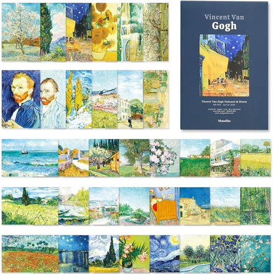 Monolike Gogh Single cards - mix 36 pack, Famous painting and Famous 36 Gogh Single cards