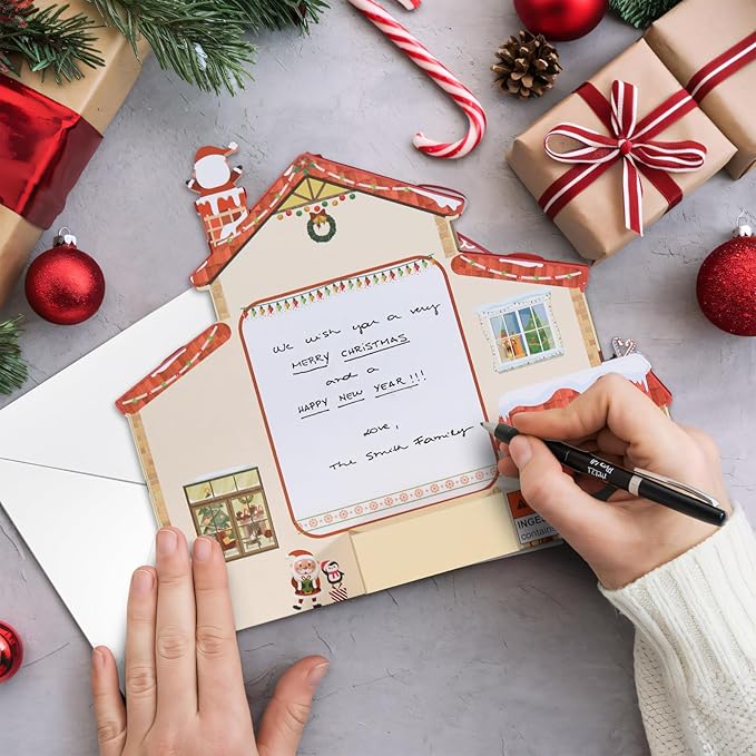 Christmas Cards, Light and 3 Music Merry Christmas Card, 3D Pop Up Xmas Greeting Card for Women Men Kids Husband Wife Mom Dad Daughter