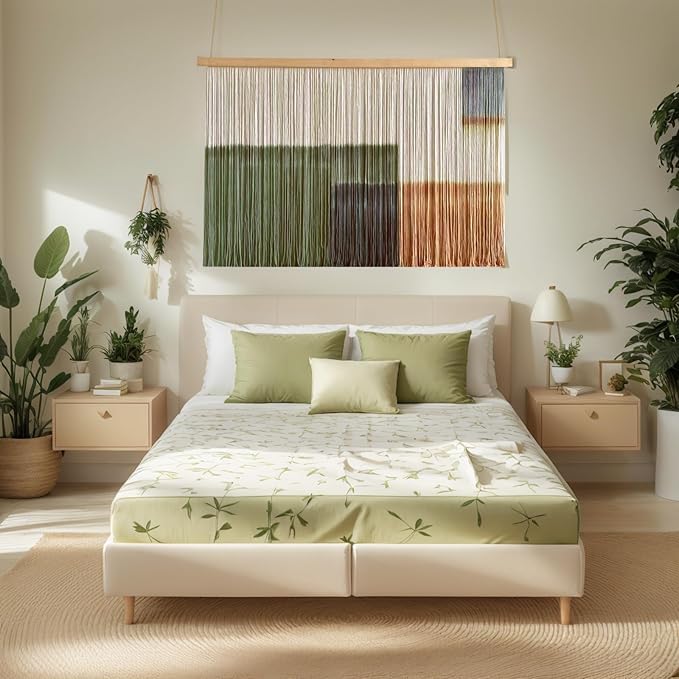 Sdjazl Woven Boho Macrame Wall Hanging Home Decor Tapestry Dip-Dyed Large Macrame Wall Art Colorful Mountain Landspace for Living room (green1)