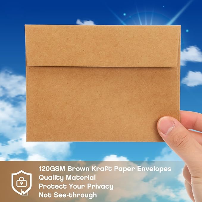 Fainne 800 Pack Brown Envelopes Bulk, Kraft Envelopes for Invitation, 120 GSM Gift Card for Office, Gift, Party, Baby Shower, Wedding (A2 5.75 x 4.375")