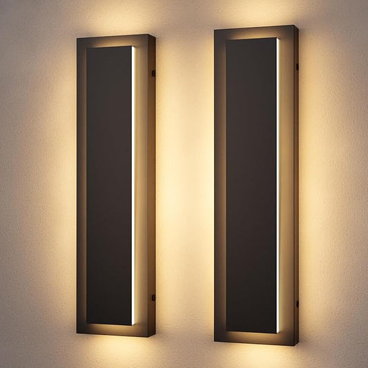 15.7’’ Outdoor Wall Light Fixtures, Modern Wall Sconces, Exterior Lighting Fixtures, 3000K Warm White, IP65 Waterproof, Corrosion-Resistant, Outside Lights for House, Porch, Garage -2 Packs