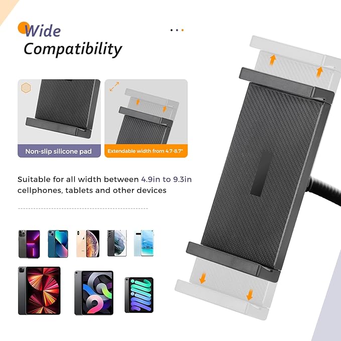 Aureday iPad Stand Floor, 67” Height Adjustable iPad Tripod Stand, Tablet Stand with Extendable Holder for iPad mini, iPad Air, iPad Pro, Kindle, Switch, Smartphones, and All 4.7" to 12.9" Devices