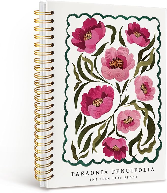 MOFUYU Floral Notebook Journal for Women,Plant Hardcover Spiral Notebook,Rustic Spring Floral Cottagecore Notebook Journal for Work Office School Student Teacher. 5.5x8.3 Inch