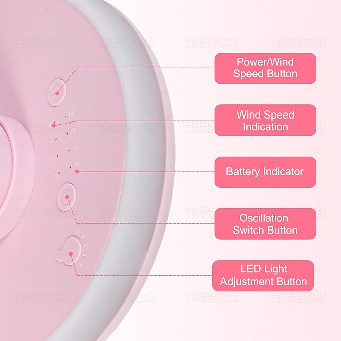 Small Desk Fan With Night Light, Auto Oscillating Table Fan With 3000mAh Rechargeable Battery, USB Personal Fan With 4 Speeds Wind, Adjustable Fan For Home, Office Bedroom, Camping (pink)
