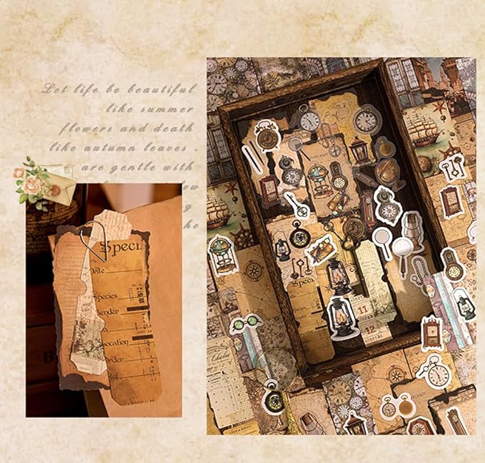 Alideco 100pcs Vintage Scrapbook Supplies Pack for Art Journaling Bullet Junk Journal Planners DIY Paper Stickers Craft Kits Notebook Collage Album Aesthetic Cottagecore Picture Frames (tianwenqiguan)