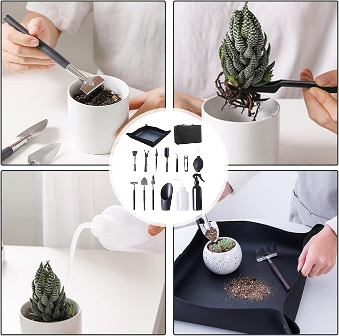 Tool Kit 15Pcs/Set Mini Handheld Bonsai Tree Kit Professional Transplanting Watering Trimming Gardening Tools