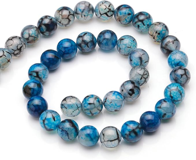Youngbling Natural Gemstone Beads for Jewelry Making,10mm Dragon Vein Agate Polished Round Smooth Stone Beads for Bracelet Necklace 15 Inch(Dragon Vein Agate,10mm)