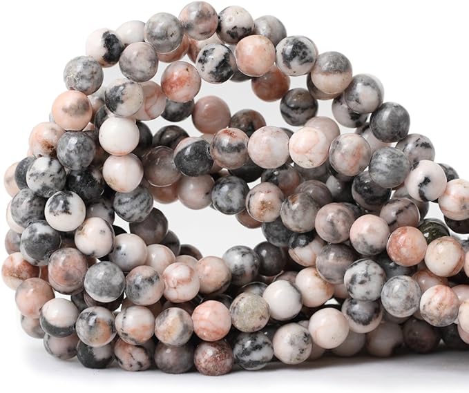 45PCS 8mm Natural Pink Zebra Jasper Round Loose Beads for Jewelry Making DIY Handmade 1 Strand 15"
