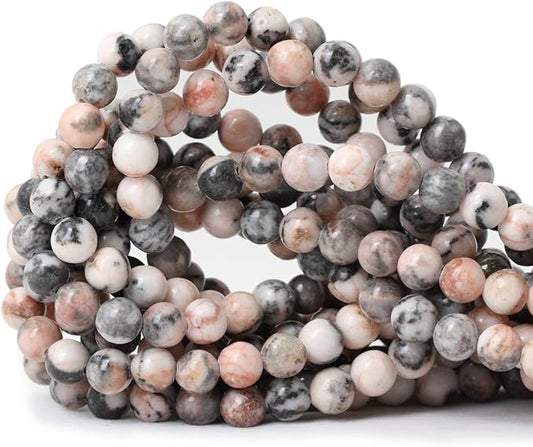 45PCS 8mm Natural Pink Zebra Jasper Round Loose Beads for Jewelry Making DIY Handmade 1 Strand 15"