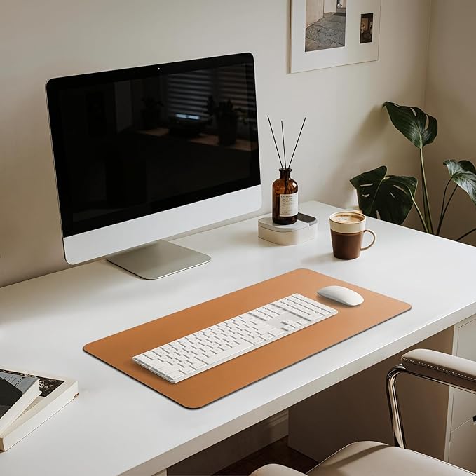 Jotsome Leather Desk Mat, Non-Slip Desk Blotter Pad - Desk Protector for Office, Home, Laptop, and Desktop, Gift for The Holidays or Christmas (Tan, 24" x 14")