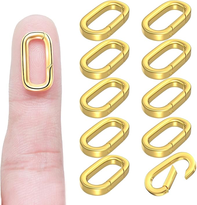 OHINGLT 10Pcs Carabiner Clip Pendant Clasps – 18K Gold Necklace Clasp and Closures, Bracelet Charm Connector for Women