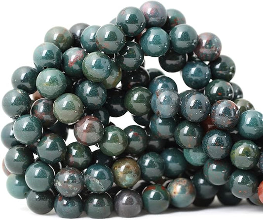 35PCS 10mm Natural Indian Bloodstone Round Loose Beads for Jewelry Making DIY Bracelet Necklace Materials 1 Strand 15"