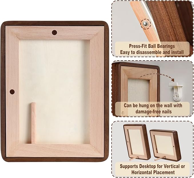 HELPLEX 8x8 Square Picture Frame – 2 Pack Solid Walnut Wood with Real Wood Back & HD Tempered Glass, 6x6 Matted or 8x8 Unmatted, Tabletop or Wall Display – Rustic Home Decor & Gift