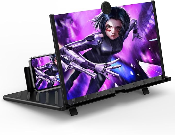 20" Screen Magnifier for Cell Phone,Fanlory 3D HD Magnifying Projector Screen Enlarger for Movies, Videos and Gaming, Foldable Phone Stand with Screen Amplifier,Compatible with All Smartphones