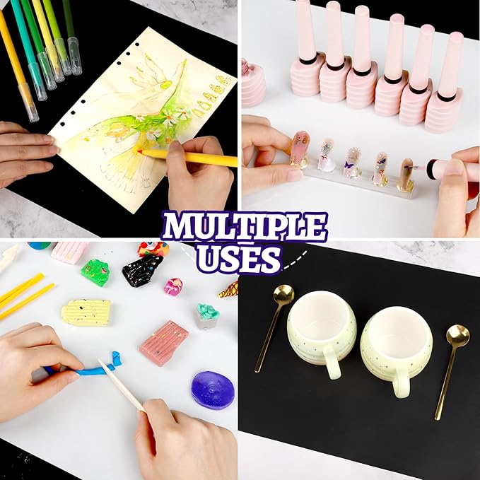 LEOBRO Silicone Mat for Resin Molds, 2 PCS 15.7" x 11.7" Play Dough Mat, Silicone Mats for Crafts, Jewelry Resin Molds Mats, for Resin, Clay, Paint, Black & White