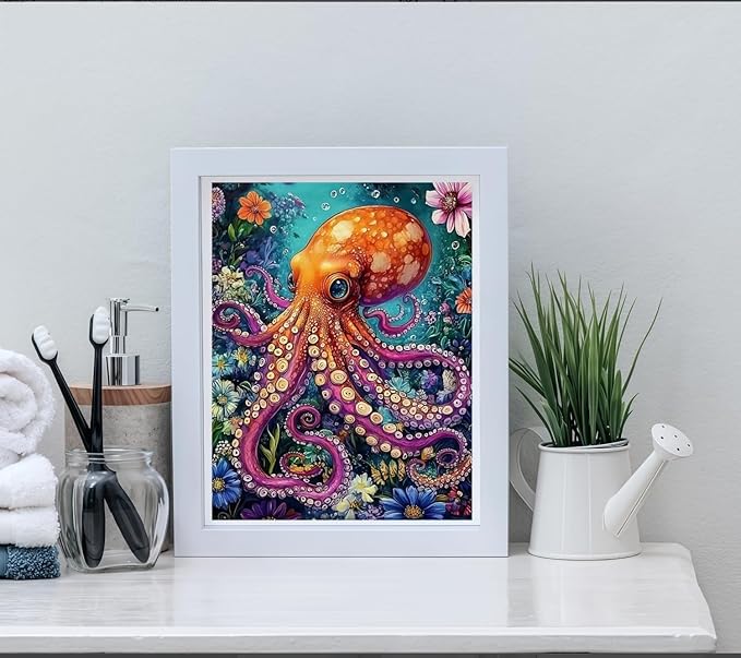 CSZPPQAF 5D Diamond Painting Kits for Adults, Octopus Animal Diamond Art Kits for Adults Beginner, DIY Full Drill Gem Art Paint by Diamonds Dots Crafts Kits for Home Decor 12x16 Inch
