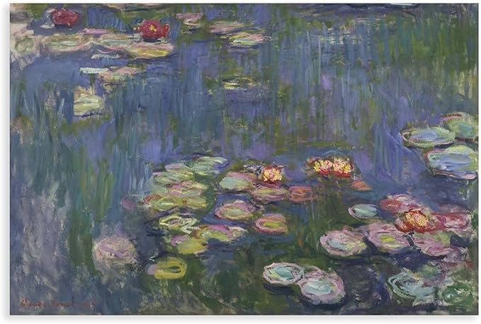 CFIOZYOS 40+ Monet Famous Print Posters Water Lilies2 by Claude Monet Impressionism Canvas Wall Art Print Poster For Home School Office Decor Unframe 16×24inch(40×60cm)