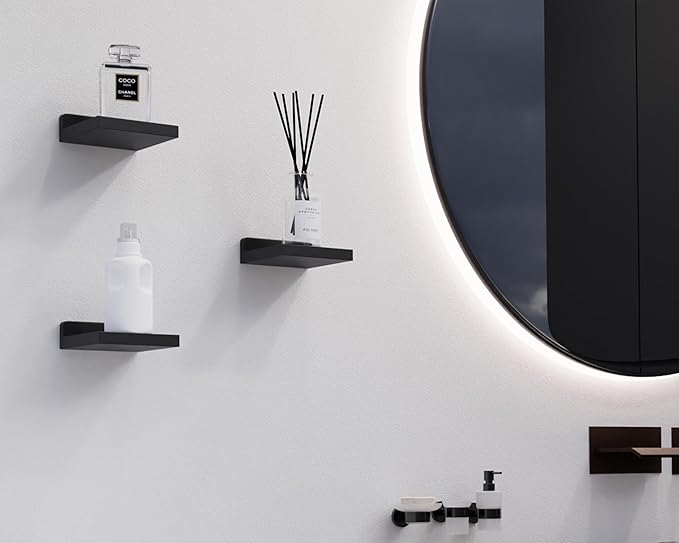 Small Floating Shelves Mini Shelves Hanging Display 5 Inch Wall Shelf for Bathroom Livingroom Bedroom,3 Pack, with 2 Types of Installation, Great for Room Decor