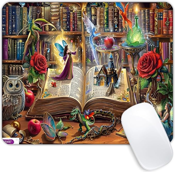 Square Mouse Magic Book,Gaming Mouse Pads for Desk,Soft Computer Waterproof Non-Slip Mouse Mat