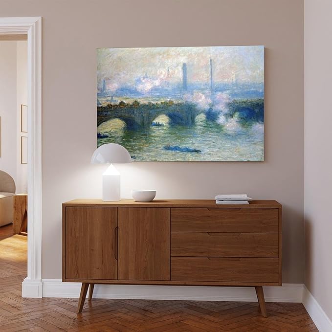 CFIOZYOS 40+ Monet Famous Print Posters Waterloo Bridge, London by Claude Monet Impressionism Canvas Wall Art Print Poster For Home School Office Decor Unframe 16×24inch(40×60cm)