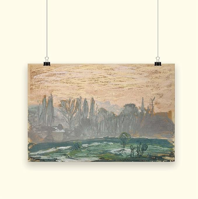 40+ Monet Famous Print Posters Winter Landscape with Evening Sky by Claude Monet Impressionism Poster Print for Room Aesthetics Canvas Wall Art Print Unframe 24×36inch(60×90cm)
