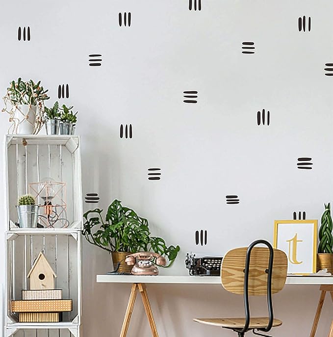 Line Wall Decals Modern Geometric Wall Stickers Black Vinyl Stickers for Wall Removable Peel and Stick Irregular Stripe Wall Murals for Nursery Kids Room Living Room Bedroom Office Terracotta Decor