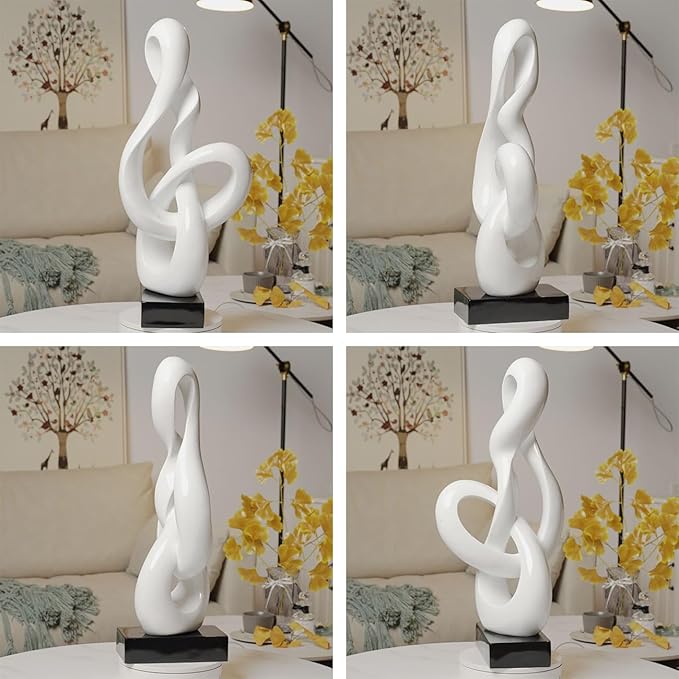 NENBOLEC Sculpture Music Note Decor Modern Statue Gifts Treble Clef Figurine Polyresin Arts White 23 inch